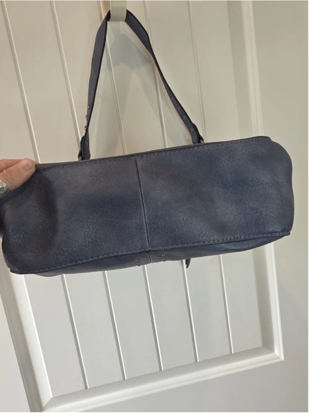 Montana West Blue Studded Shoulder Hobo Bag Faux Leather Slouchy Zip Tote Purse